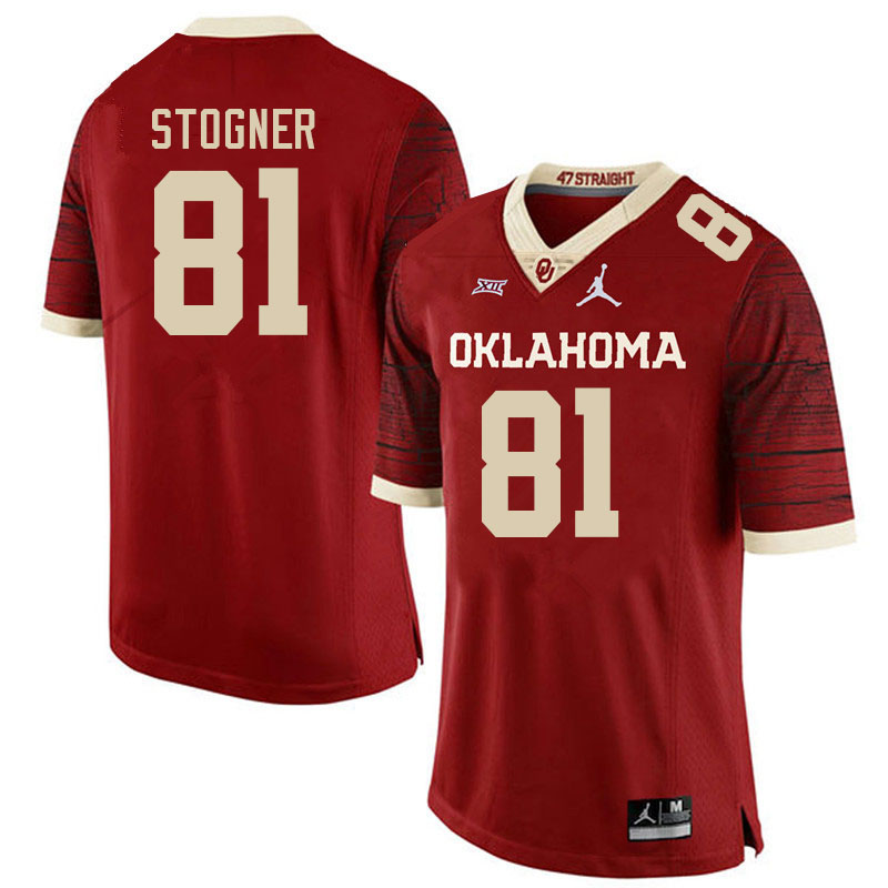 Men #81 Austin Stogner Oklahoma Sooners College Football Jerseys Stitched-Retro